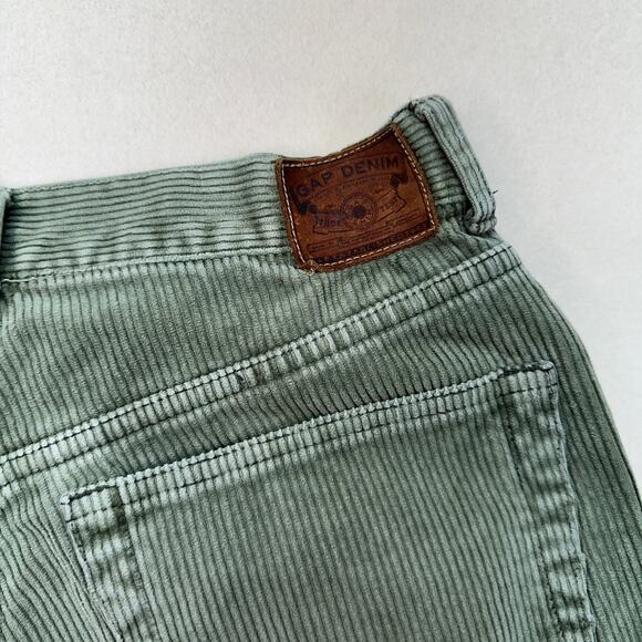 Gap Denim Corduroy Pant Mens 32x30 Green High Rise Button Up #151206-03-1 Cotton - Picture 3 of 10